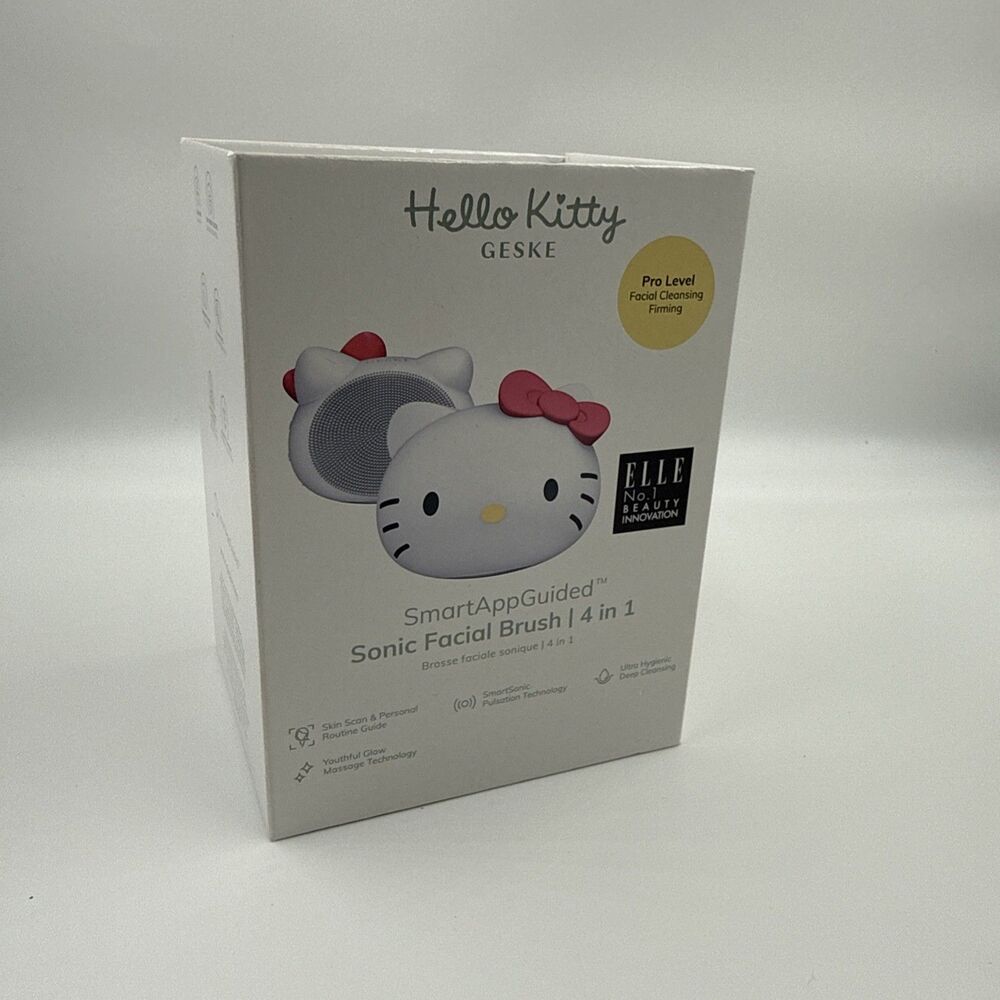 GESKE HELLO KITTY SMART APP GUIDED SONIC FACIAL BRUSH 4 in 1 NEW & SEALED